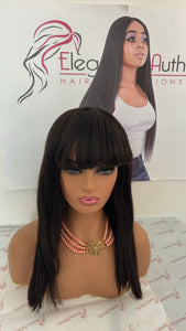 Virgin Brazilian 14 Inches Straight With  Bang  Wig  