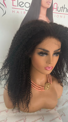 Virgin Malaysian Kinky Curly Transparent  Frontal 13X4 Wig 18 inches