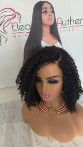 Virgin Malaysian Kinky Curly  Top  Lace  5X5  Closure  Wig! 14 inches