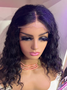 Virgin Brazilian Deep Wave  Transparent 5x5 Lace  Closure  Wig! 16 inches