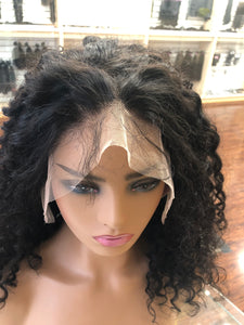 Customized  Virgin Malaysian Deep wave  Transparent Lace  Frontal Wig! 14 inches