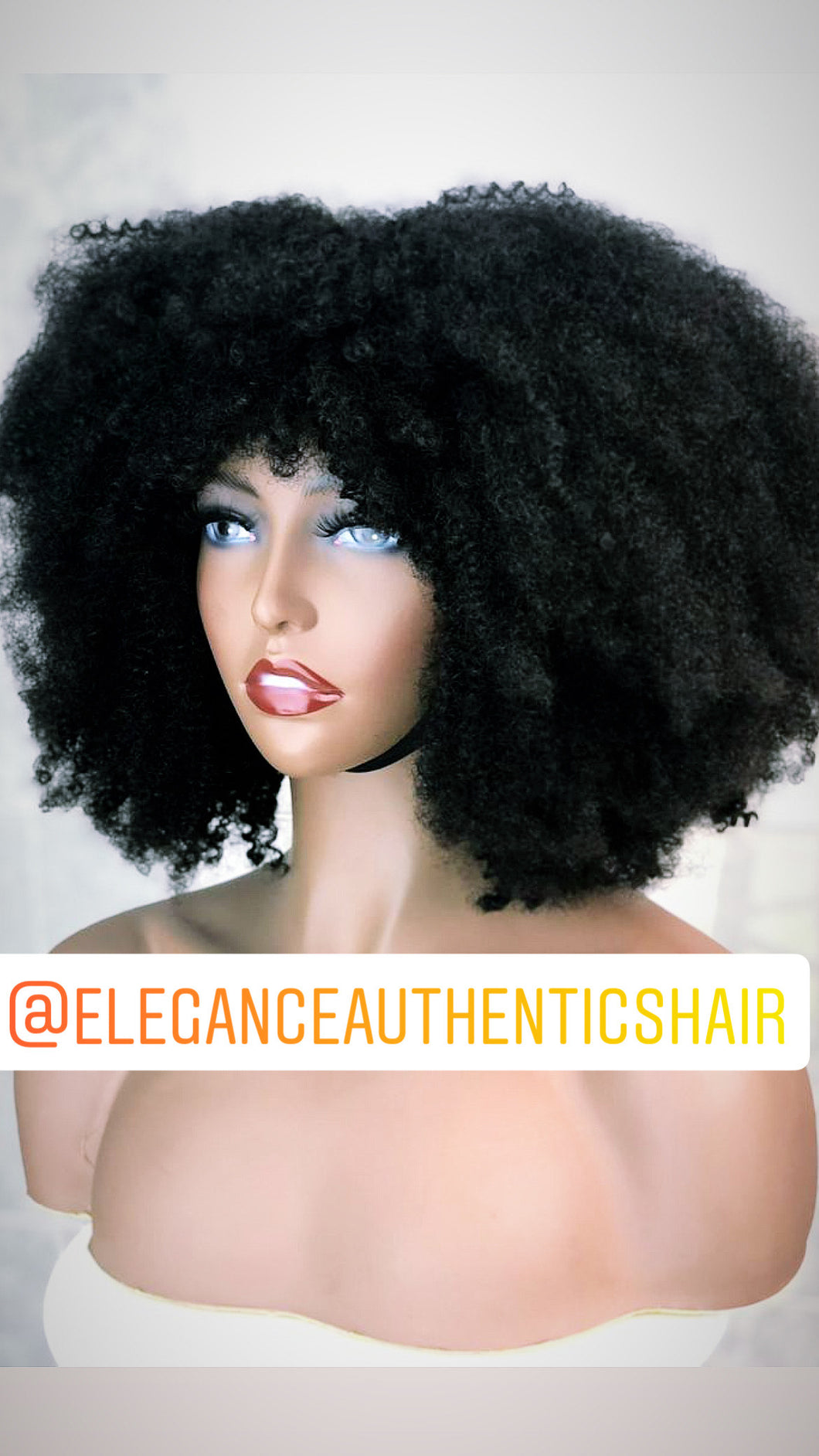 Afro Tight Curly Wig with Bangs 100% Brazilian Human Hair  Wig 14