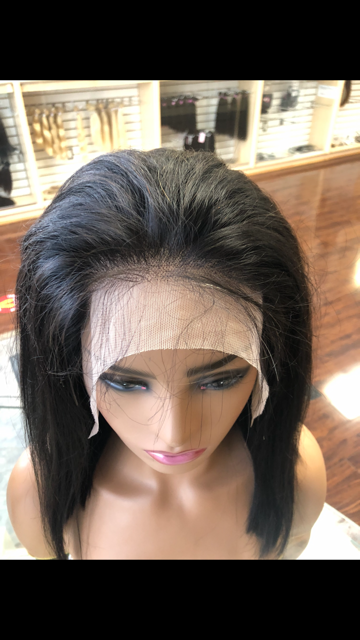 Virgin Brazilian  Transparent Lace Frontal Bob wig 13x4  Straight 12 Inches !