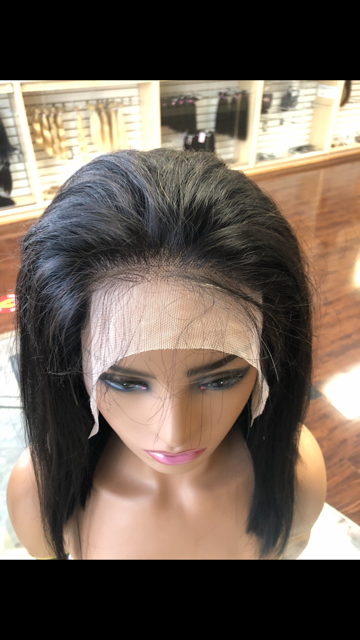 Virgin Brazilian Transparent Lace Frontal Bob wig 13x4 Straight 12